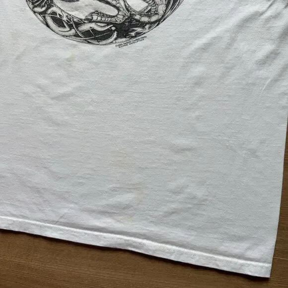 Vintage Y2K Wayne Whelpton Dragon Punk Goth T Shirt Size L 2006 White - Picture 6 of 8